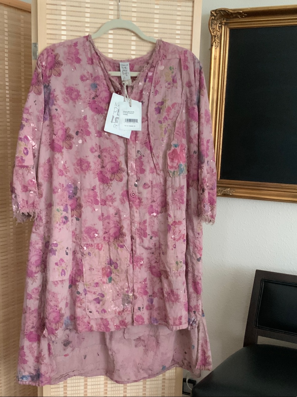 magnolia Pearl Rosewalk Bohemian Pink Floral Duster Coat OS - Picture 2 of 11